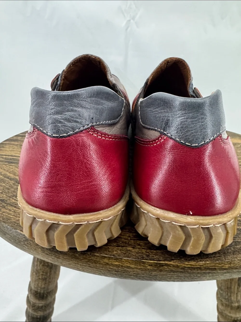 Spring Step Womens Neeta Slip-on Leather Shoes, Brown w/ Red & Yellow, sz 37
